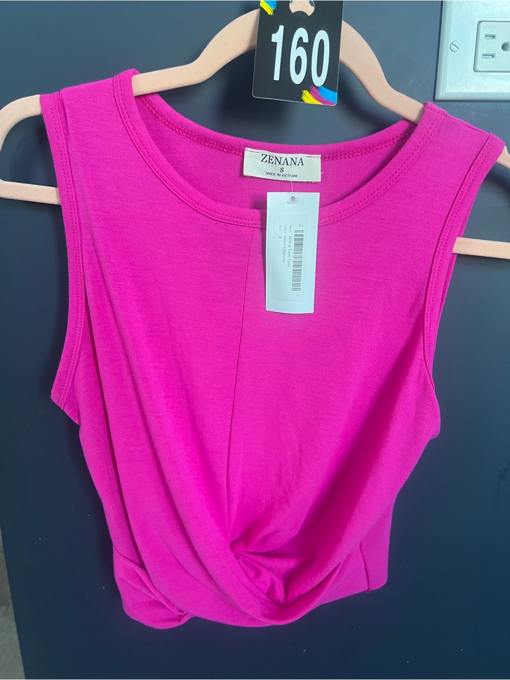 With a Twist Cropped Tank Top (NWT) 🍒Neon Magenta, Size Small